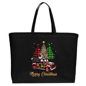 Border Collie Riding Red Truck Xmas Merry Christmas Gift Cotton Canvas Jumbo Tote