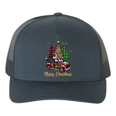 Border Collie Riding Red Truck Xmas Merry Christmas Gift Yupoong Adult 5-Panel Trucker Hat