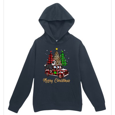 Border Collie Riding Red Truck Xmas Merry Christmas Gift Urban Pullover Hoodie