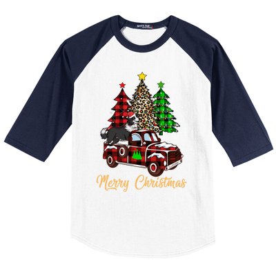 Border Collie Riding Red Truck Xmas Merry Christmas Gift Baseball Sleeve Shirt