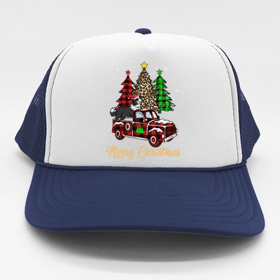 Border Collie Riding Red Truck Xmas Merry Christmas Gift Trucker Hat