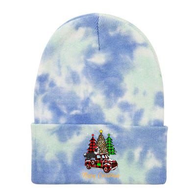 Border Collie Riding Red Truck Xmas Merry Christmas Gift Tie Dye 12in Knit Beanie