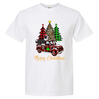 Border Collie Riding Red Truck Xmas Merry Christmas Gift Garment-Dyed Heavyweight T-Shirt