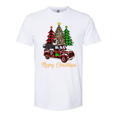 Border Collie Riding Red Truck Xmas Merry Christmas Gift Softstyle CVC T-Shirt