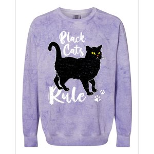 Black Cats Rule Funny Cat Mom Cat Dad Kitty Kitten Lover Gift Colorblast Crewneck Sweatshirt