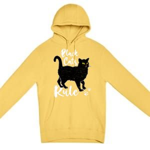 Black Cats Rule Funny Cat Mom Cat Dad Kitty Kitten Lover Gift Premium Pullover Hoodie