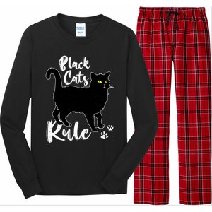 Black Cats Rule Funny Cat Mom Cat Dad Kitty Kitten Lover Gift Long Sleeve Pajama Set