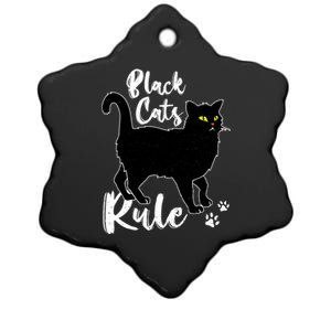 Black Cats Rule Funny Cat Mom Cat Dad Kitty Kitten Lover Gift Ceramic Star Ornament