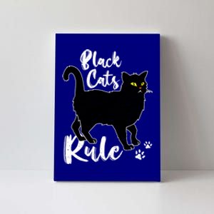 Black Cats Rule Funny Cat Mom Cat Dad Kitty Kitten Lover Gift Canvas