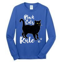 Black Cats Rule Funny Cat Mom Cat Dad Kitty Kitten Lover Gift Tall Long Sleeve T-Shirt