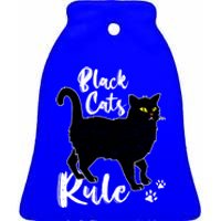 Black Cats Rule Funny Cat Mom Cat Dad Kitty Kitten Lover Gift Ceramic Bell Ornament