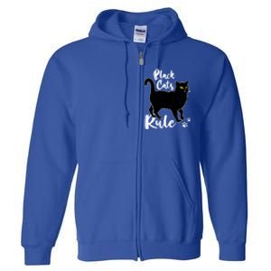 Black Cats Rule Funny Cat Mom Cat Dad Kitty Kitten Lover Gift Full Zip Hoodie