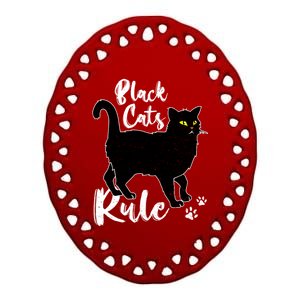 Black Cats Rule Funny Cat Mom Cat Dad Kitty Kitten Lover Gift Ceramic Oval Ornament