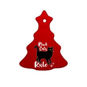 Black Cats Rule Funny Cat Mom Cat Dad Kitty Kitten Lover Gift Ceramic Tree Ornament