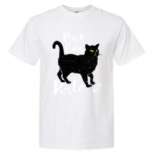 Black Cats Rule Funny Cat Mom Cat Dad Kitty Kitten Lover Gift Garment-Dyed Heavyweight T-Shirt