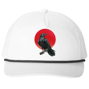 Black Crow Red Moon Snapback Five-Panel Rope Hat