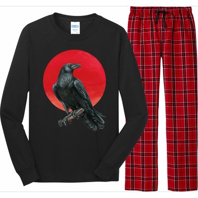 Black Crow Red Moon Long Sleeve Pajama Set