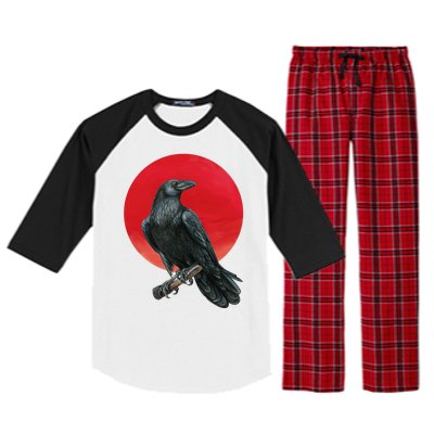 Black Crow Red Moon Raglan Sleeve Pajama Set