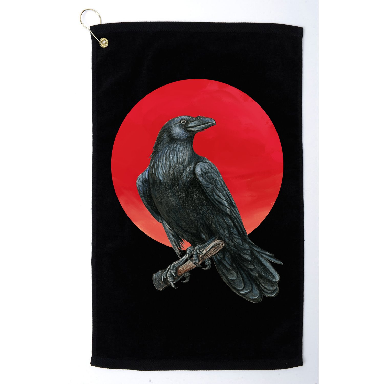 Black Crow Red Moon Golf Towel