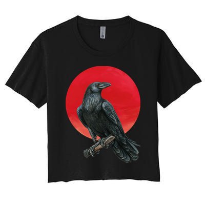 Black Crow Red Moon Crop Top