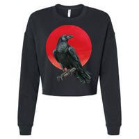 Black Crow Red Moon Cropped Pullover Crew