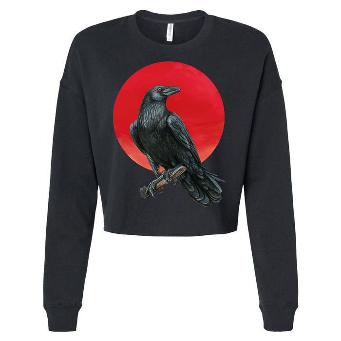 Black Crow Red Moon Cropped Pullover Crew
