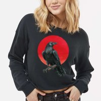 Black Crow Red Moon Cropped Pullover Crew