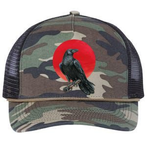 Black Crow Red Moon Retro Rope Trucker Hat Cap