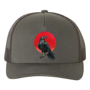 Black Crow Red Moon Yupoong Adult 5-Panel Trucker Hat