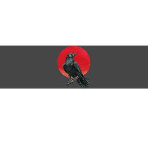 Black Crow Red Moon Bumper Sticker