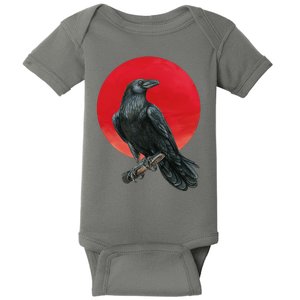 Black Crow Red Moon Baby Bodysuit