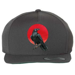 Black Crow Red Moon Wool Snapback Cap