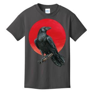 Black Crow Red Moon Kids T-Shirt