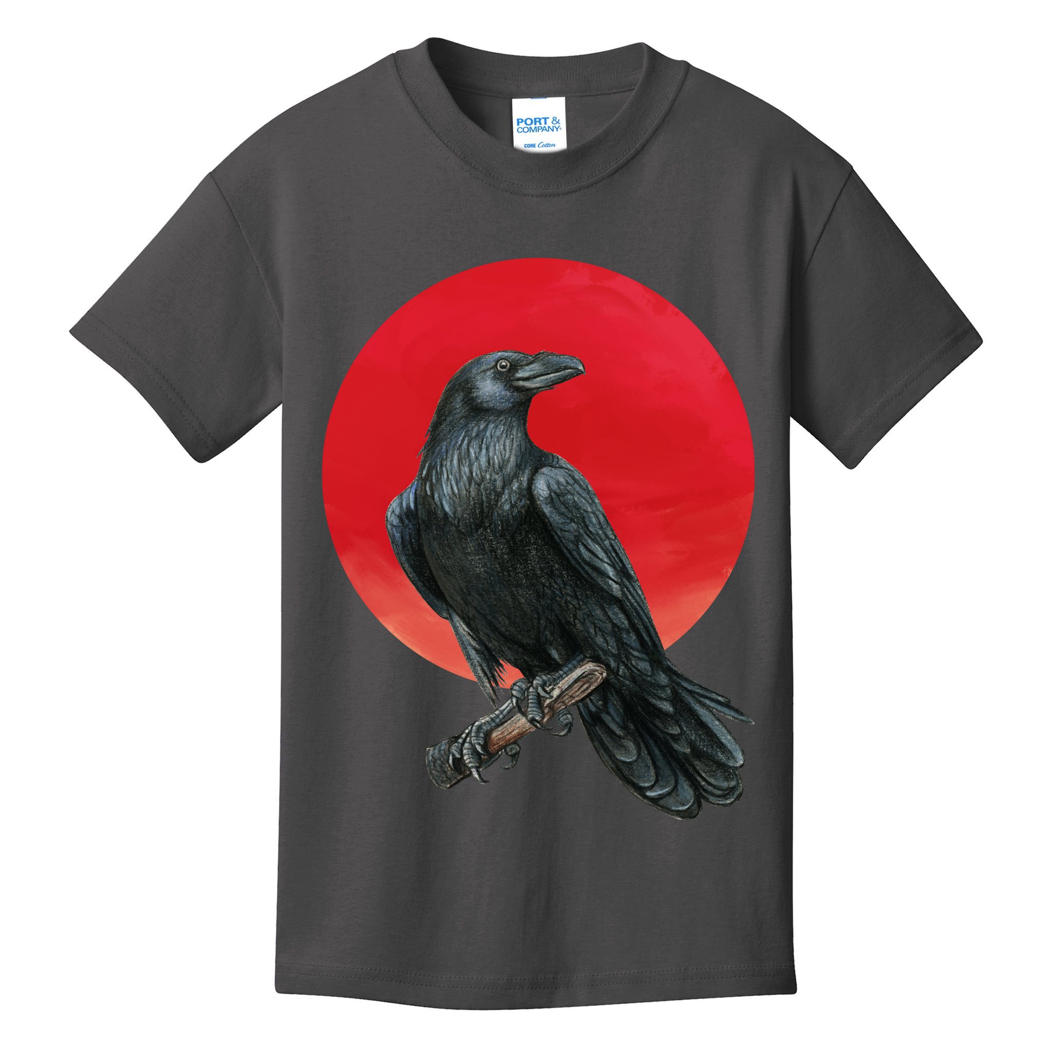 Black Crow Red Moon Kids T-Shirt