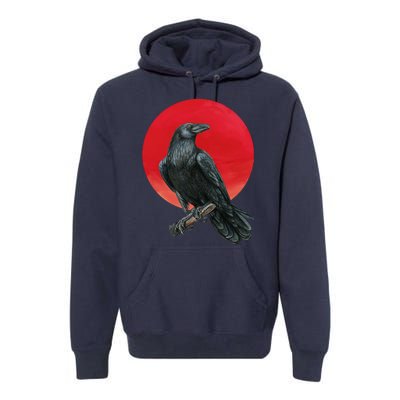 Black Crow Red Moon Premium Hoodie