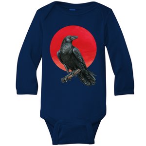 Black Crow Red Moon Baby Long Sleeve Bodysuit