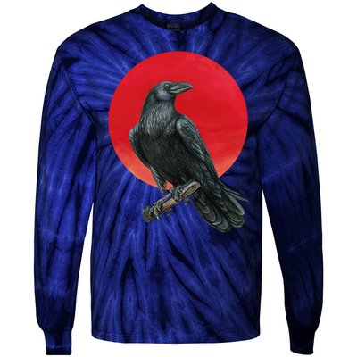 Black Crow Red Moon Tie-Dye Long Sleeve Shirt