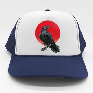 Black Crow Red Moon Trucker Hat