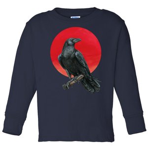 Black Crow Red Moon Toddler Long Sleeve Shirt