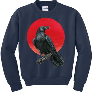 Black Crow Red Moon Kids Sweatshirt