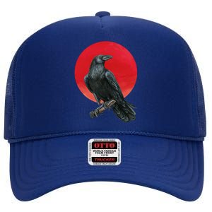 Black Crow Red Moon High Crown Mesh Back Trucker Hat