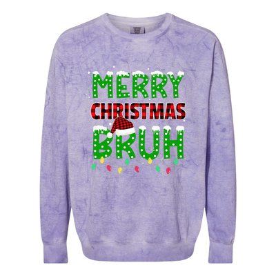 Bruh Christmas Red Plaid Teens Xmas Pajama Colorblast Crewneck Sweatshirt