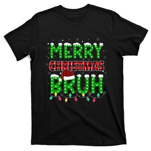 Bruh Christmas Red Plaid Teens Xmas Pajama T-Shirt