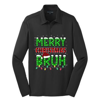 Bruh Christmas Red Plaid Teens Xmas Pajama Silk Touch Performance Long Sleeve Polo