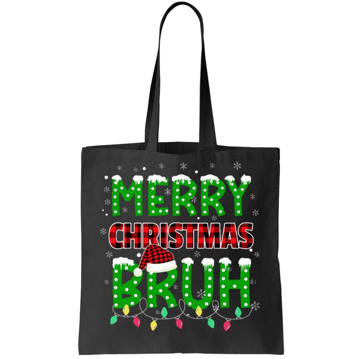 Bruh Christmas Red Plaid Teens Xmas Pajama Tote Bag