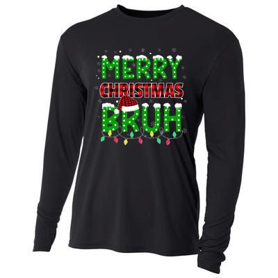 Bruh Christmas Red Plaid Teens Xmas Pajama Cooling Performance Long Sleeve Crew