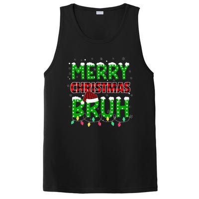 Bruh Christmas Red Plaid Teens Xmas Pajama PosiCharge Competitor Tank