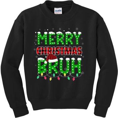 Bruh Christmas Red Plaid Teens Xmas Pajama Kids Sweatshirt