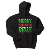 Bruh Christmas Red Plaid Teens Xmas Pajama Kids Hoodie