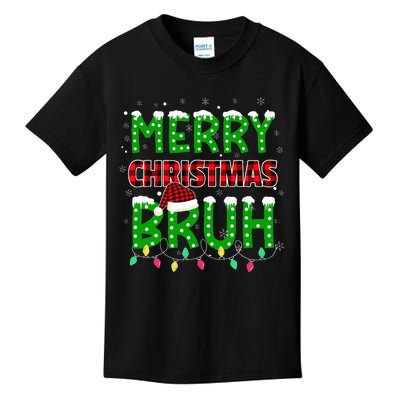 Bruh Christmas Red Plaid Teens Xmas Pajama Kids T-Shirt